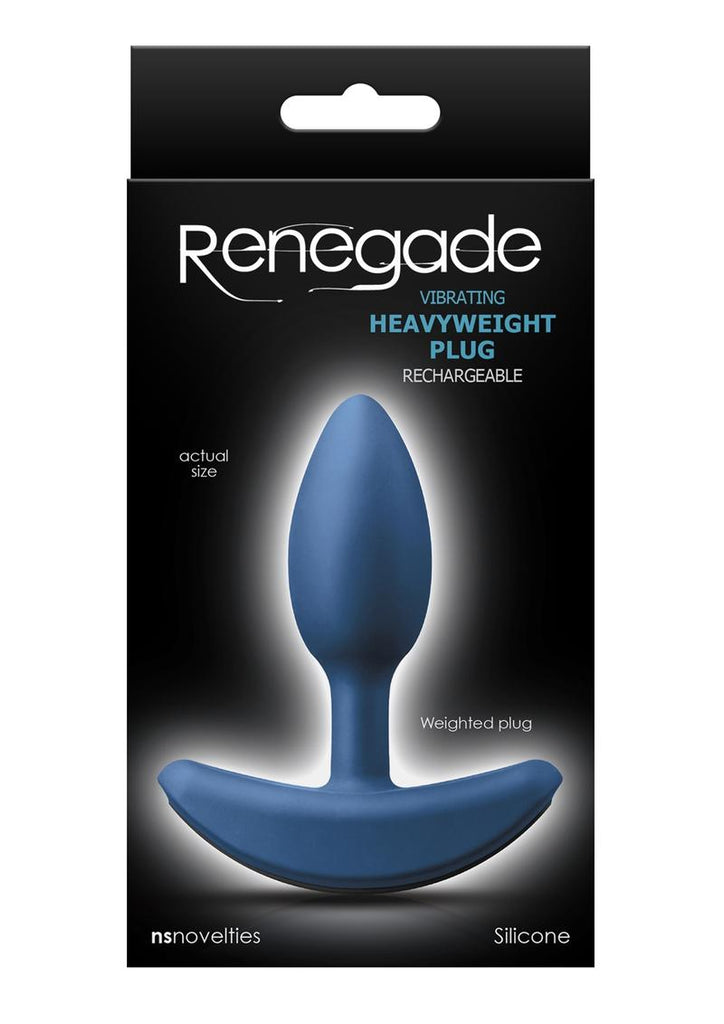 Renegade Rechargeable Silicone Vibrating Heavyweight Anal Plug - Blue - Small