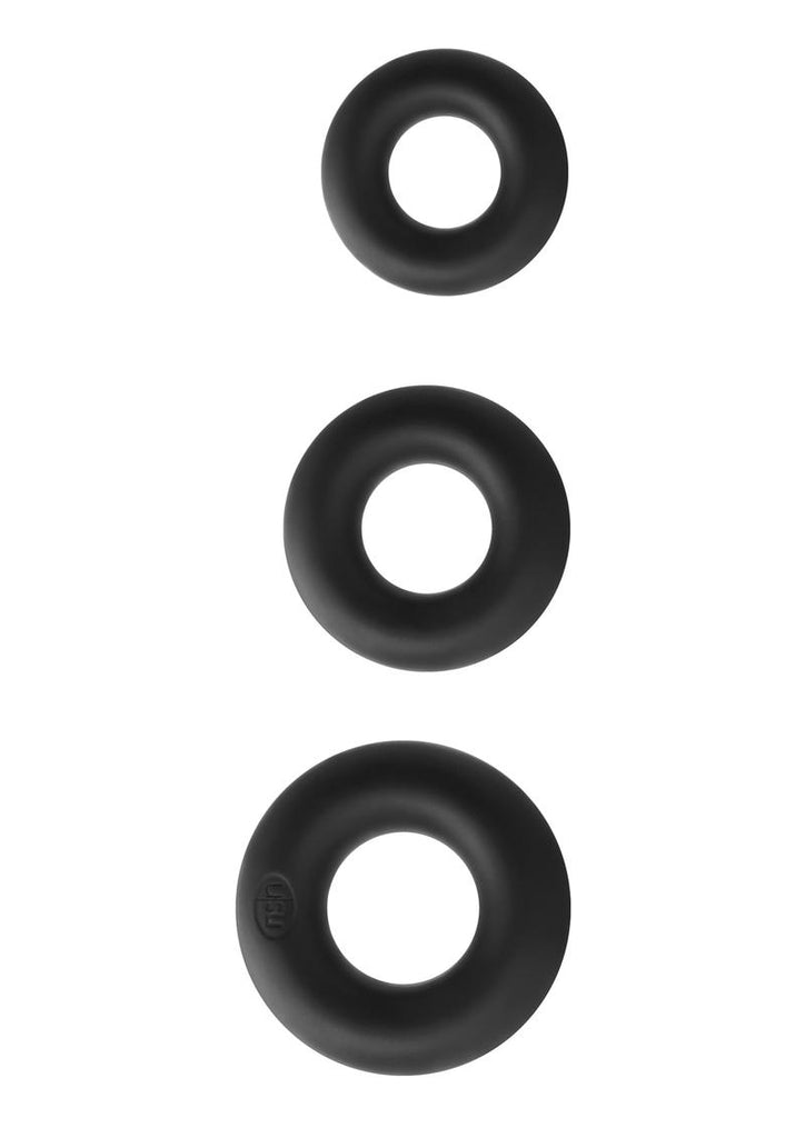 Renegade Super Soft Silicone Power Rings Cock Rings - Black - Set Of 3