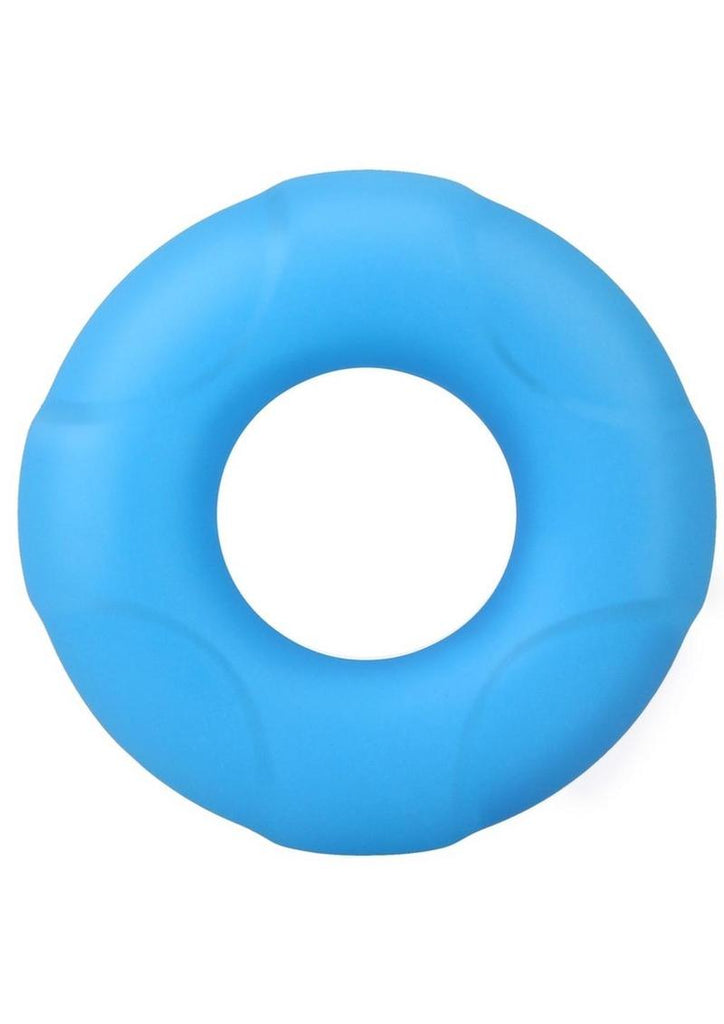 Rock Solid Lifesaver Glow In The Dark Silicone Cock Ring - Blue/Glow In The Dark