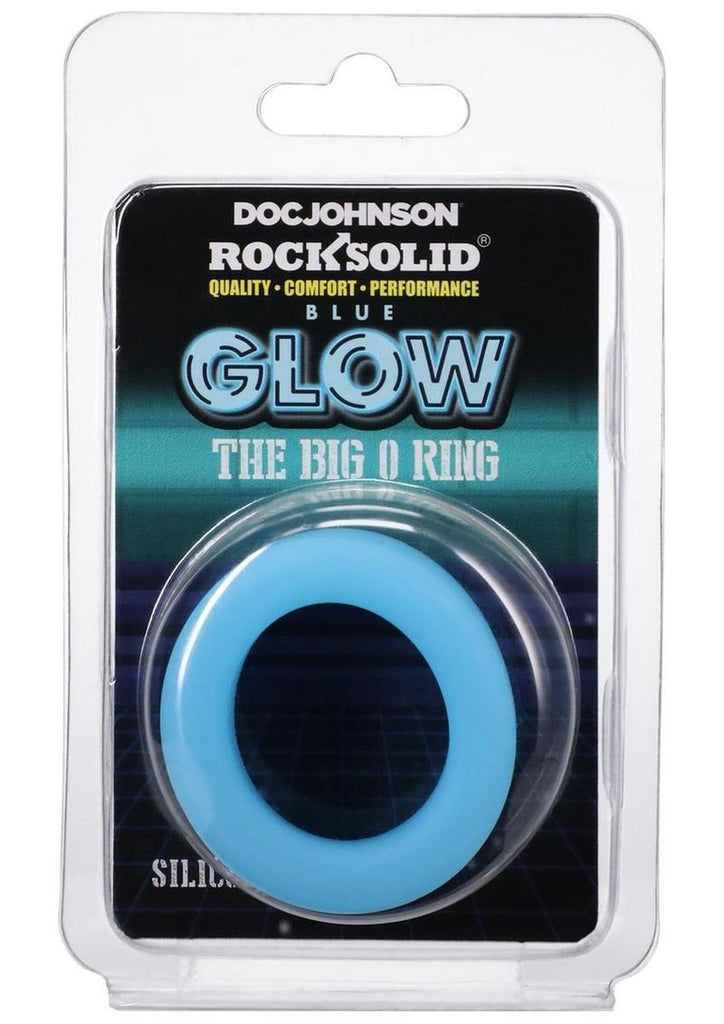 Rock Solid The Big O Glow In The Dark Silicone Cock Ring - Blue/Glow In The Dark