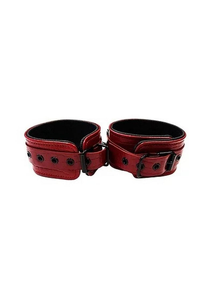 Rouge Anaconda Leather Adjustable Ankle Cuffs - Black/Burgundy/Red
