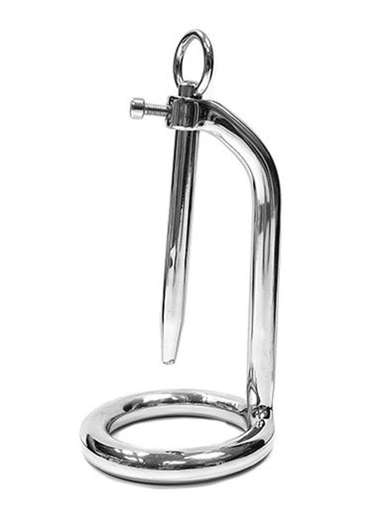 Rouge Chastity Cock Ring and Urethral Probe - Stainless - Steel
