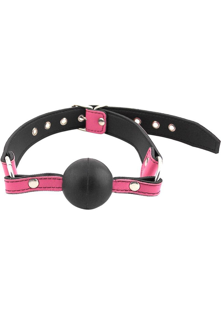 Rouge Leather Adjustable Ball Gag - Black/Pink