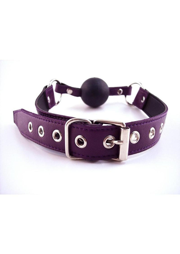 Rouge Leather Adjustable Ball Gag - Black/Purple