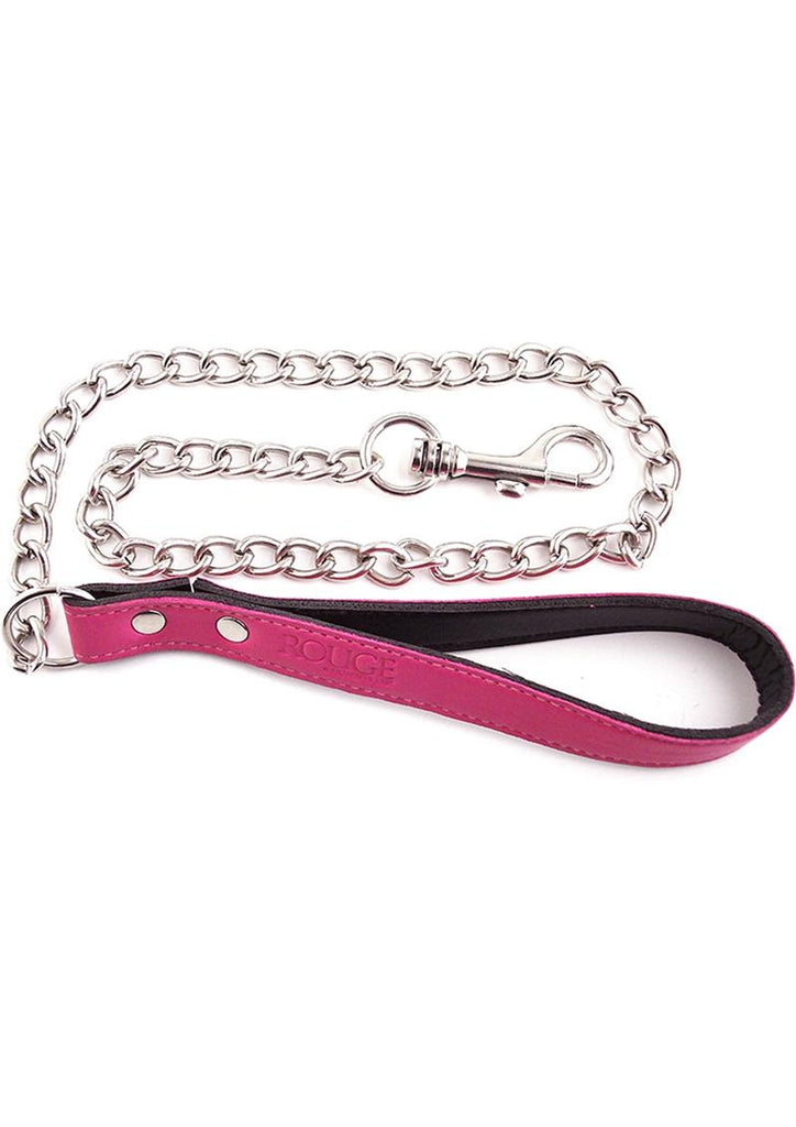 Rouge Leather Lead Chain - Metal/Pink