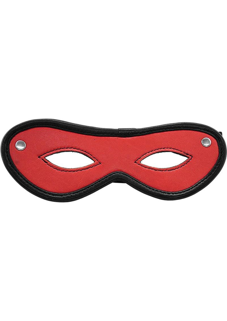 Rouge Open Eye Mask Leather Or Suede - Black/Red
