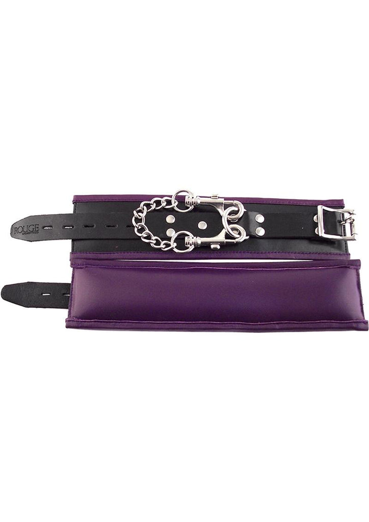 Rouge Padded Leather Adjustable Wrist Cuffs - Black/Purple