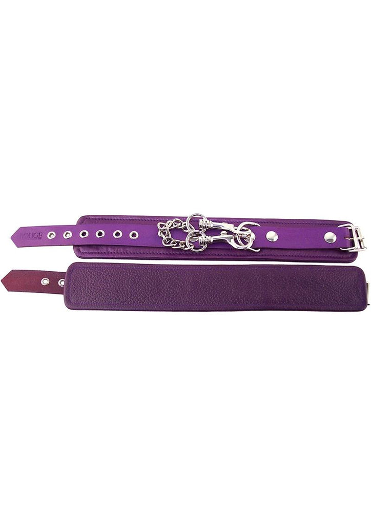 Rouge Plain Leather Adjustable Wrist Cuffs - Purple