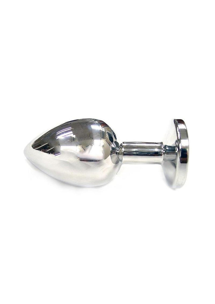 Rouge Smooth Stainless Steel Anal Plug - Clear Jewel - Large