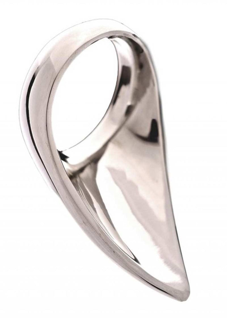 Rouge Stainless Steel Play Tear Drop Cockring - Silver - 45mm