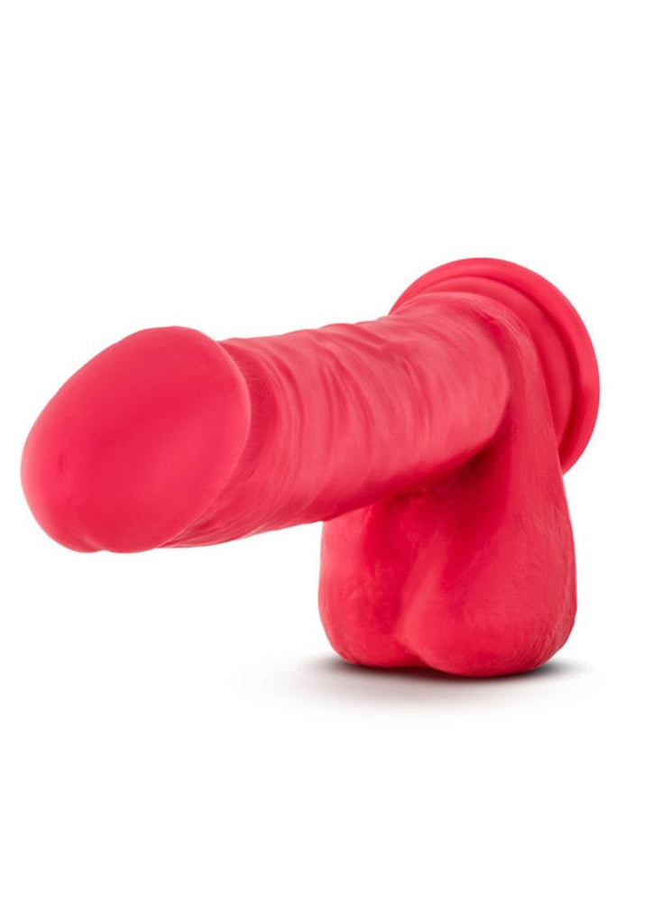 Ruse Big Poppa Silicone Dildo with Balls 7.75in - Cerise - Pink
