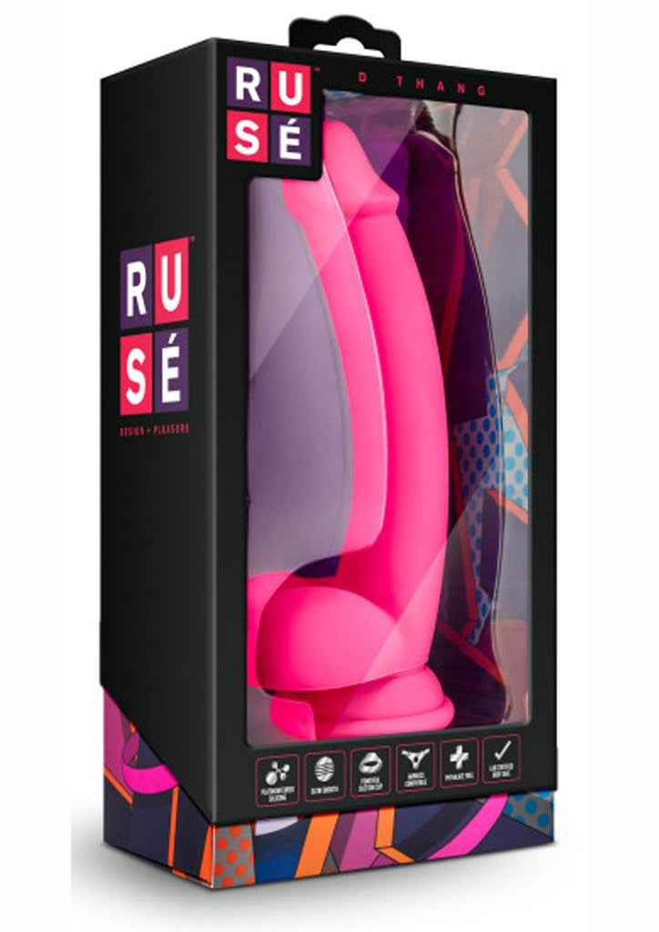 Ruse D Thang Silicone Dildo with Balls - Hot Pink/Pink - 7.75in