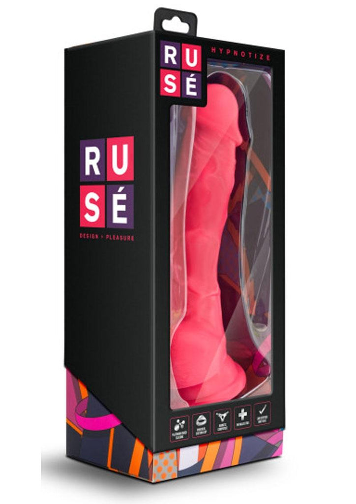 Ruse Hypnotize Silicone Dildo with Balls 7.5in - Cerise - Pink
