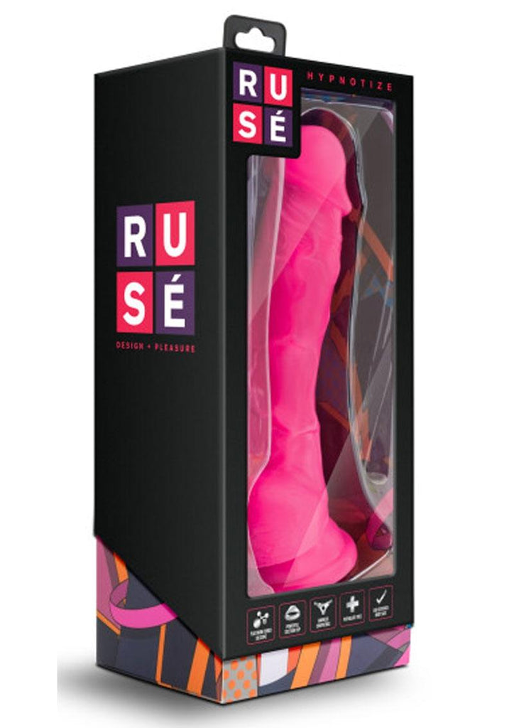 Ruse Hypnotize Silicone Dildo with Balls - Hot Pink/Pink - 7.5in