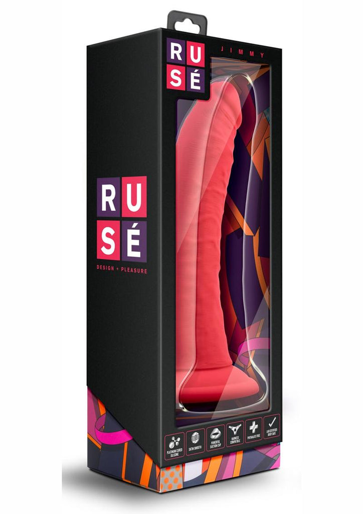Ruse Jimmy Silicone Dildo 7.5in - Cerise - Red