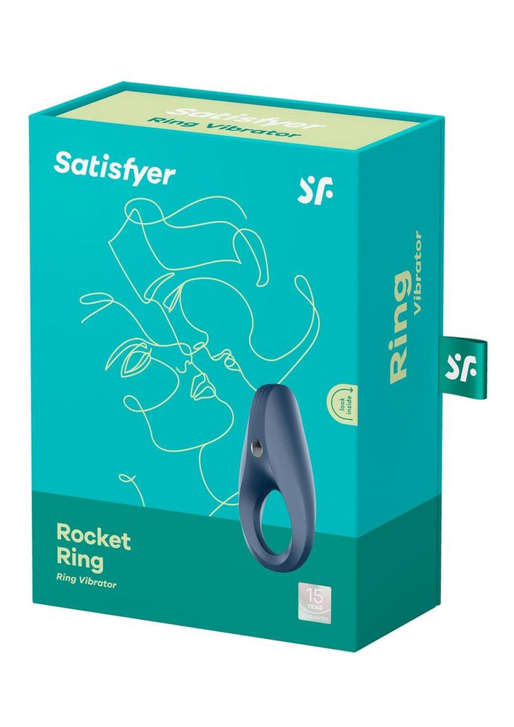Satisfyer Rocket Ring Silicone Magnetic USB Recharge Cockring Waterproof - Blue