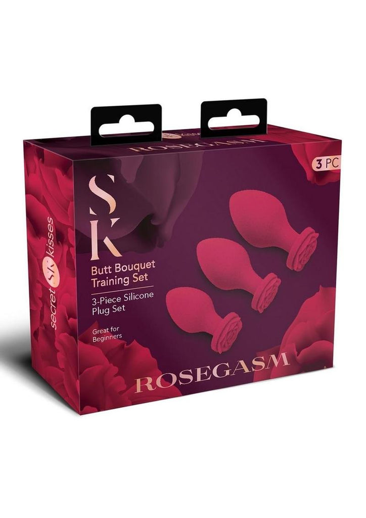 Secret Kisses Rosegasm Butt Bouquet Training Set Silicone Butt Plugs - 3 Piece - Red