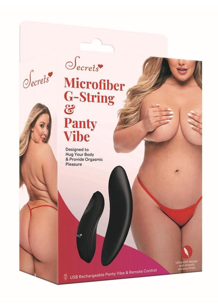 Secret Rechargeable Silicone Microfiber G-String and Panty Vibe with Remote Control - Red - Queen