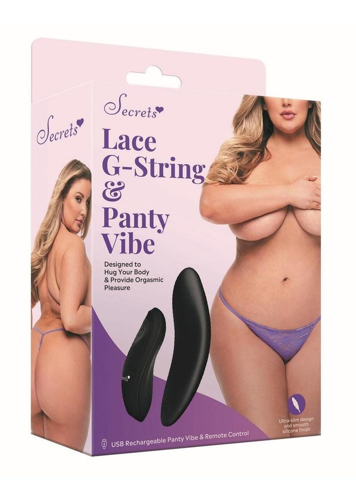 Secret Rechargeable Silicone Microfiber G-String and Panty Vibe with Remote Control - Purple - Queen