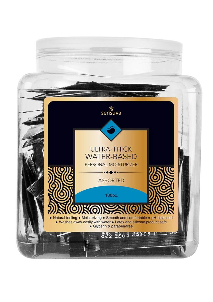 Sensuva Ultra Thick Water Based Personal Moisturizer Assorted Flavored Lubricants Fishbowl - 100 Per Bowl