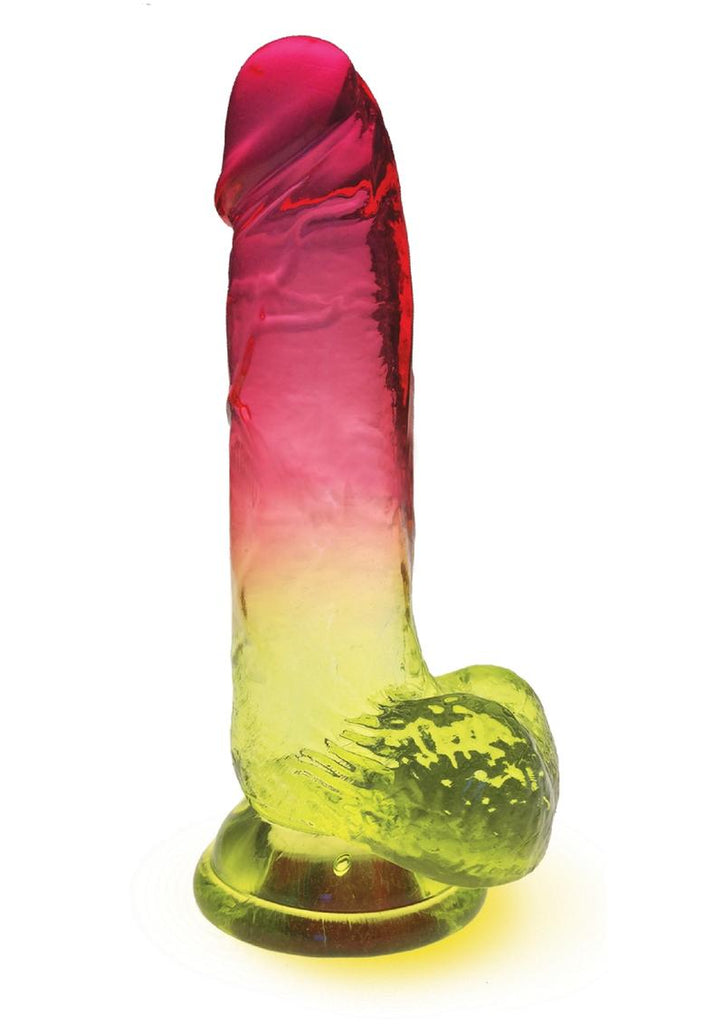 Shades Gradient Dildo - Pink/Yellow - 8in