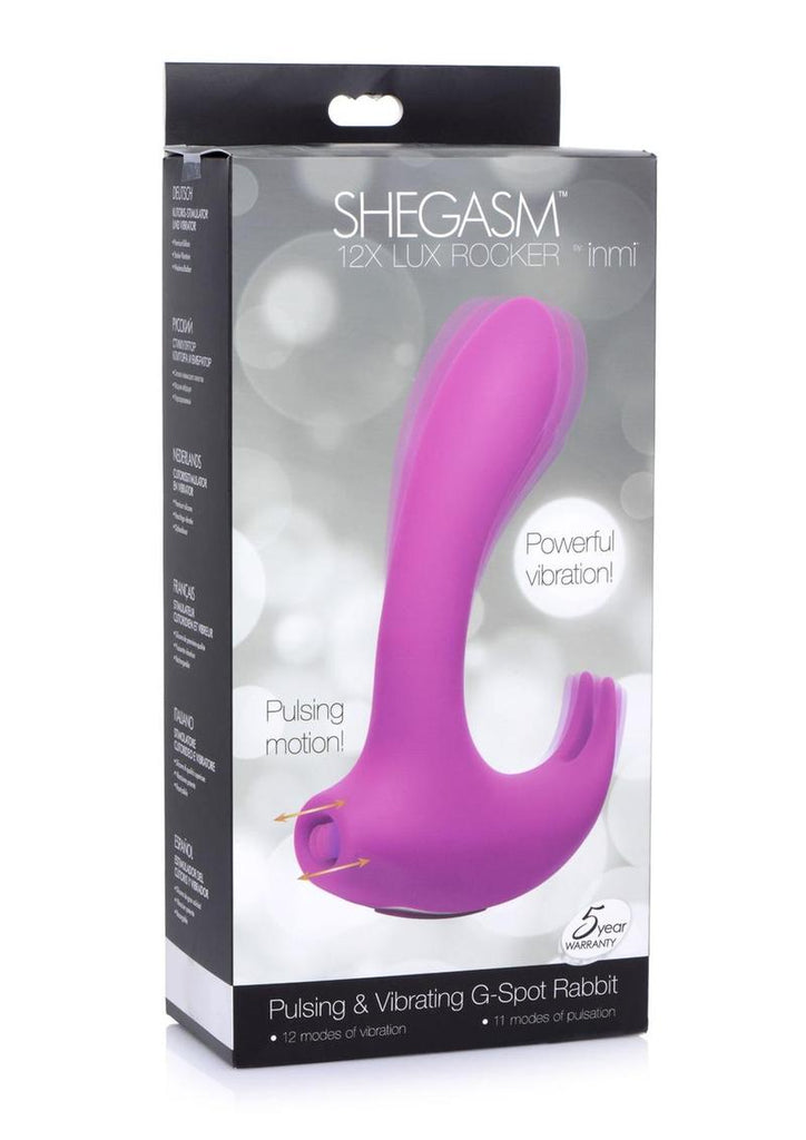 Shegasm Lux Rocker Silicone Rechargeable 12x Pulsing Rabbit Vibrator - Purple
