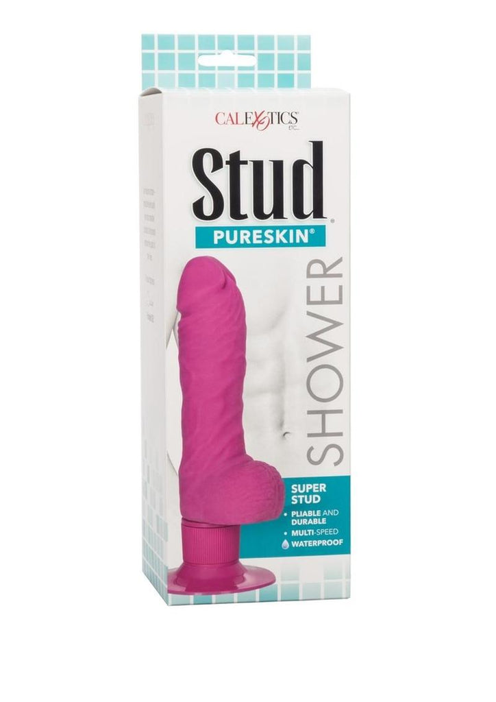 Shower Stud Super Stud Pure Skin Vibrating Dildo Waterproof - Pink - 5in