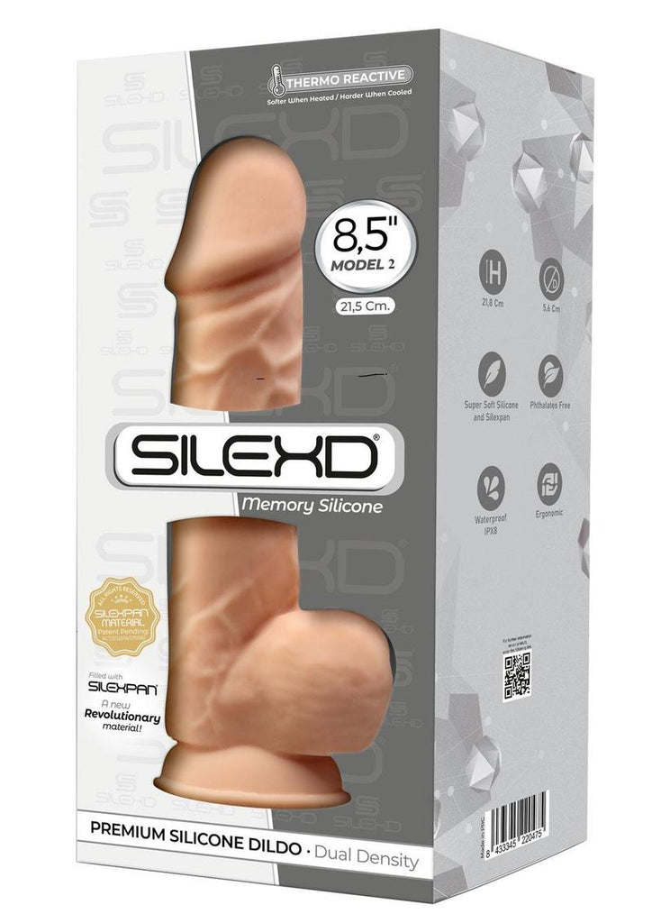 SilexD Model 2 Dd04 Silicone Realistic Dual Dense Dildo with Balls - Vanilla - 8.5in