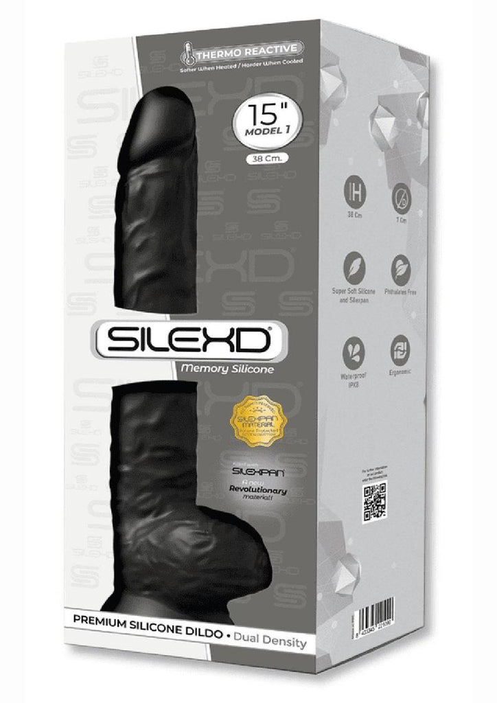 SilexD Model Dd03 Silicone Realistic Dual Dense Dildo - Black - 15in