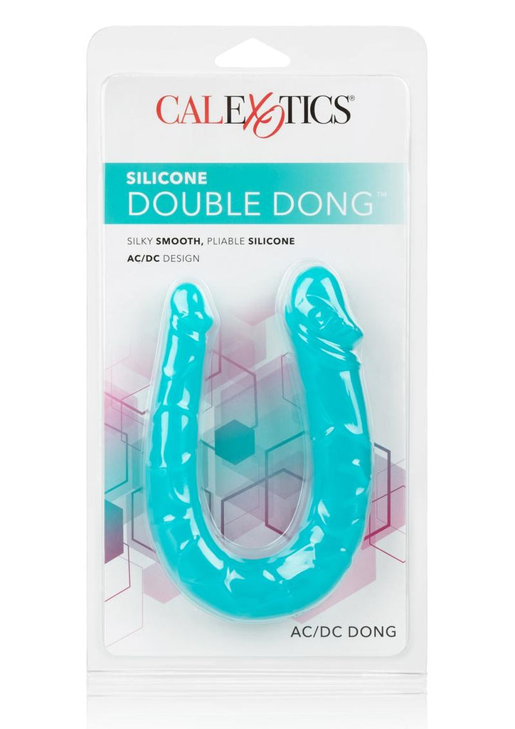 Silicone Double Dong AC/DC Dong Teal Dual Penetration Non Vibrating Silicone - Teal