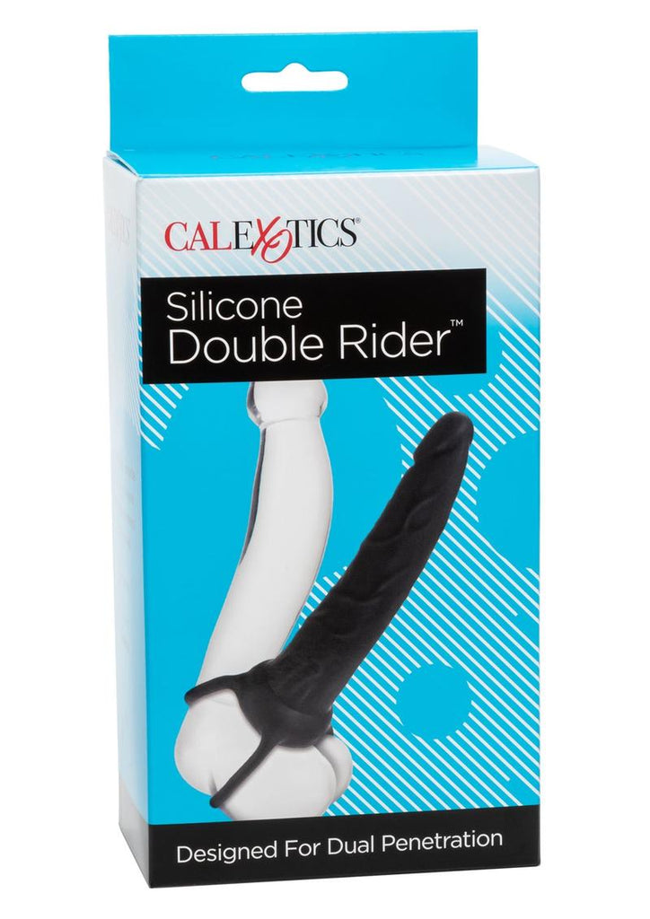 Silicone Double Rider Dildo Cockring - Black