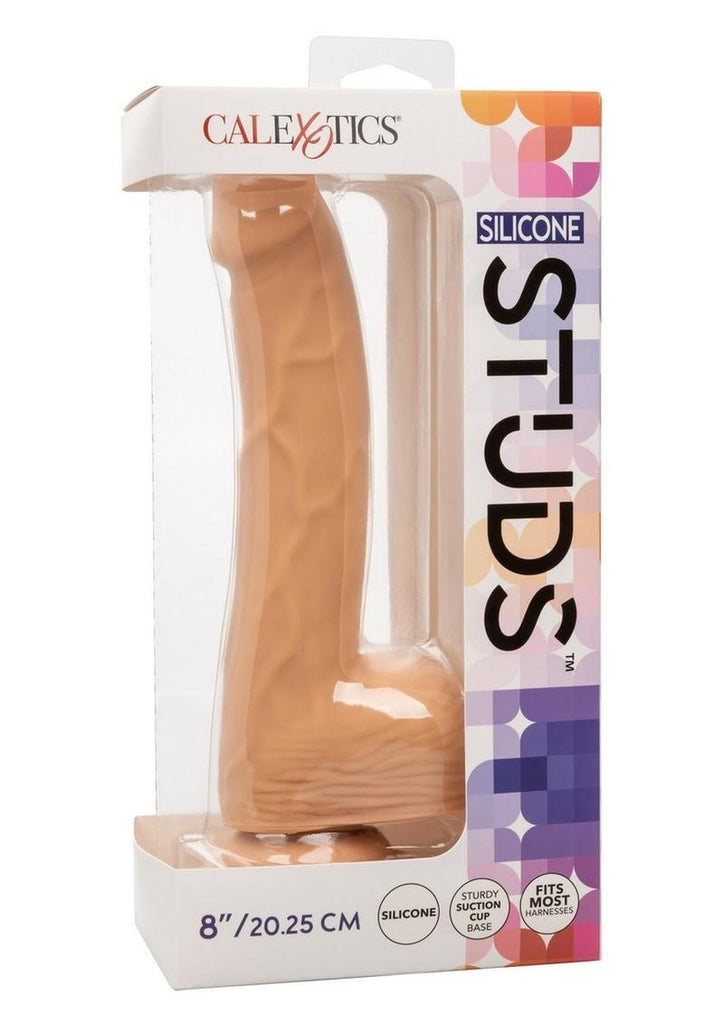 Silicone Studs Realistic Dildo - Vanilla - 8in