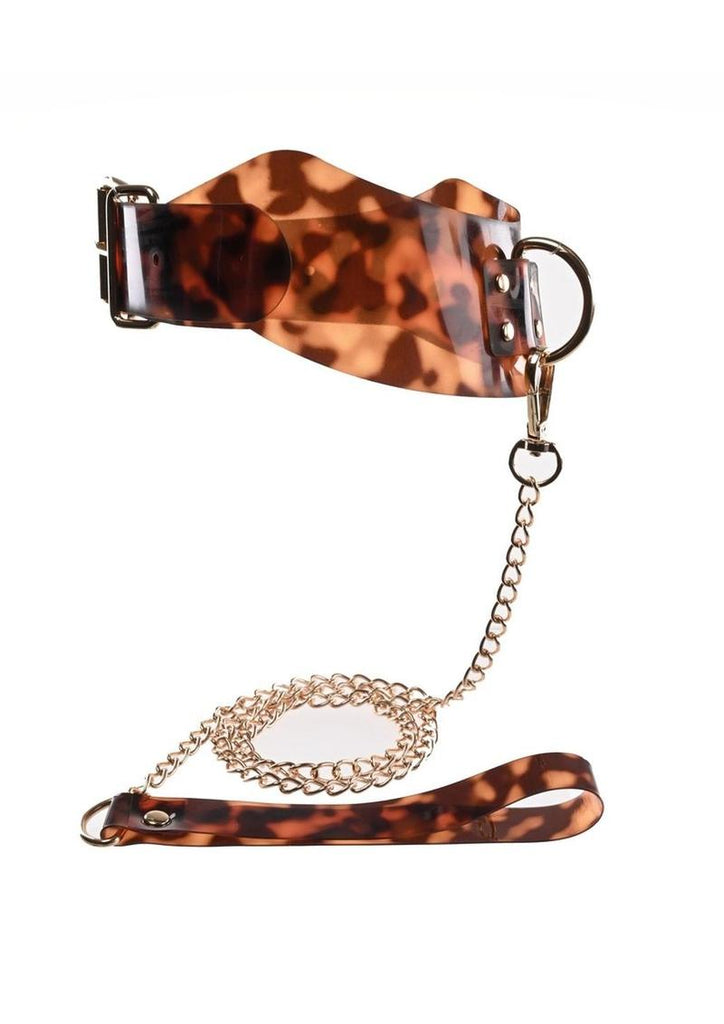 Sincerely Amber Collar and Leash - Animal Print/Gold