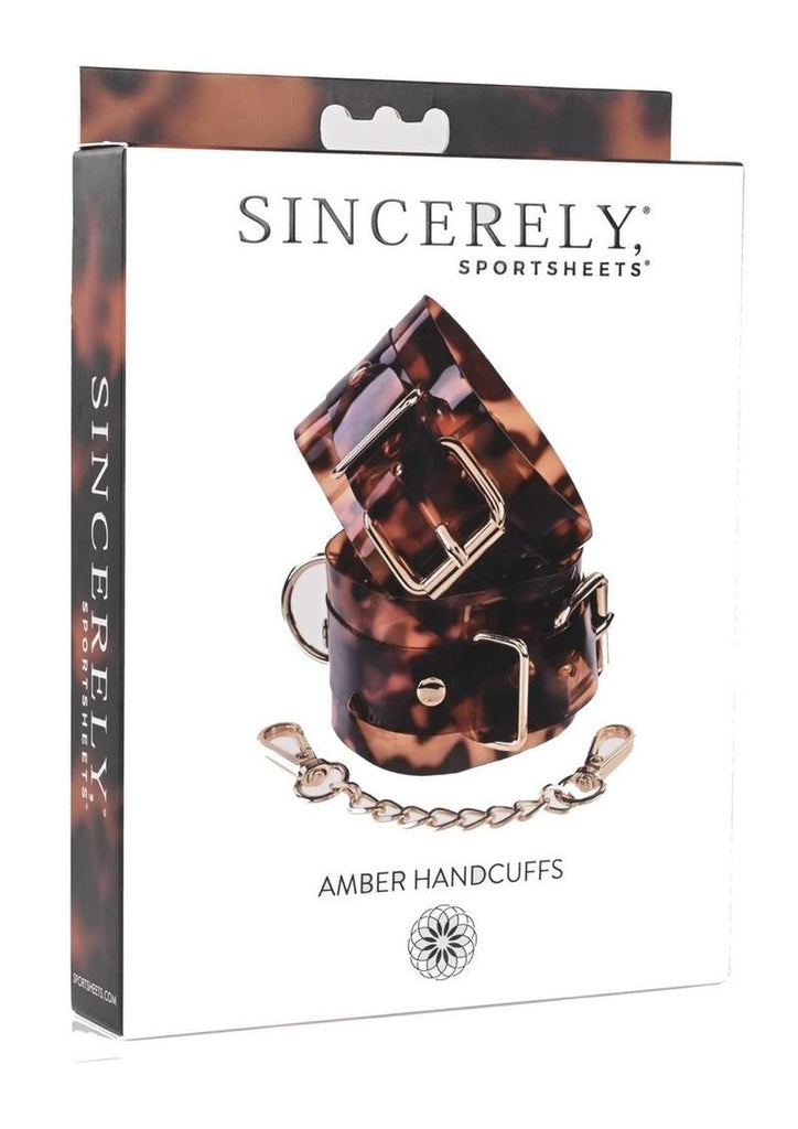 Sincerely Amber Hand Cuffs - Animal Print/Gold