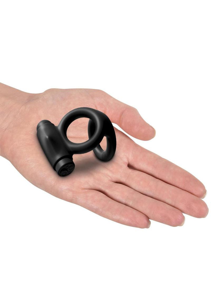 Sir Richard's Control Silicone Cock and Ball Cock Ring Rechargeable Vibrating - Black