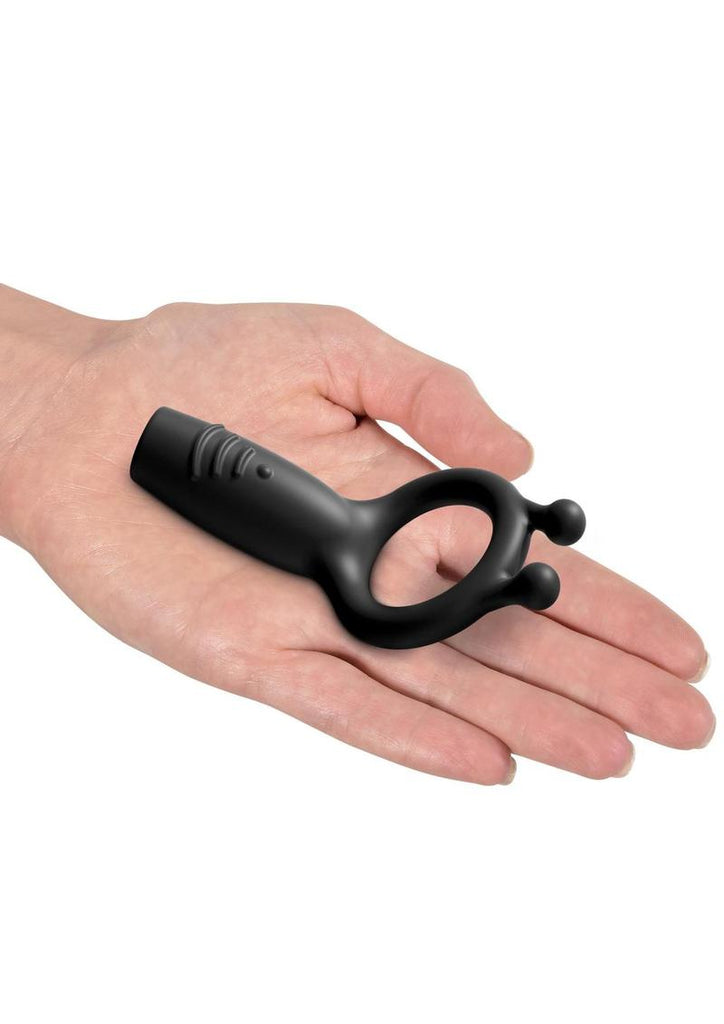 Sir Richard's Control Silicone Super Cock Ring Rechargeable Vibrating - Black