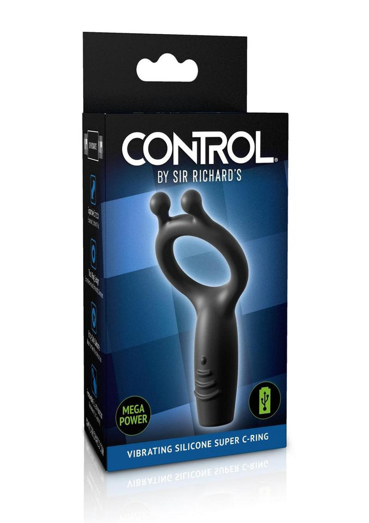 Sir Richard's Control Silicone Super Cock Ring Rechargeable Vibrating - Black
