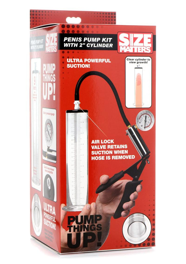 Size Matters Penis Pump Kit with 2in Cylinder - Clear
