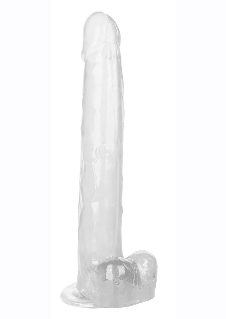 Size Queen Dildo with Balls - Clear - 12in