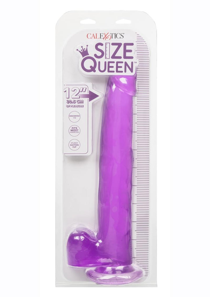 Size Queen Dildo with Balls - Purple - 12in