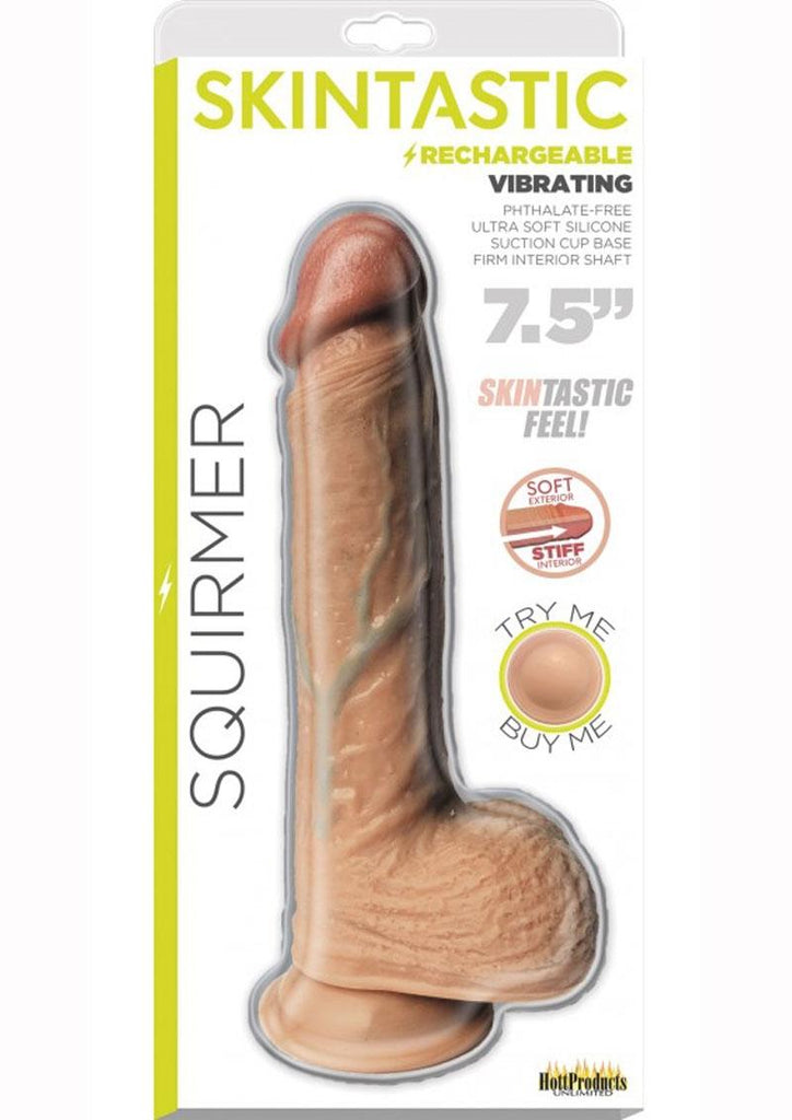 Skinsations Squirmer Rechargeable Vibrating Silicone Dildo - Vanilla - 7.5in