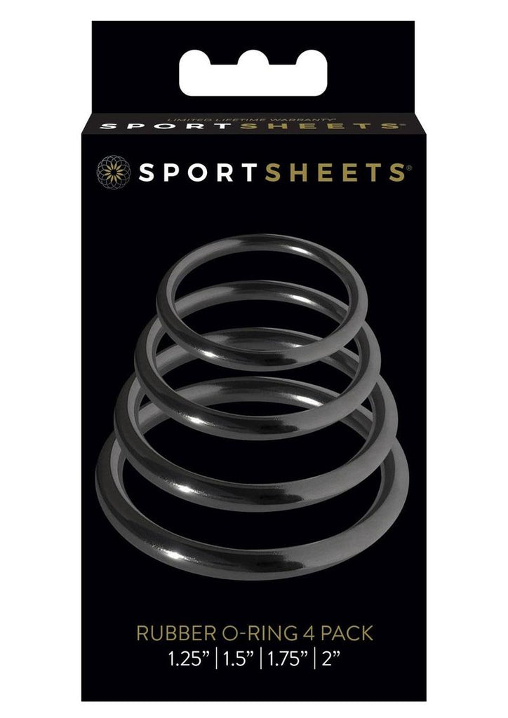 Sportsheets Rubber O Ring Cock Ring - Black - 4 Pack