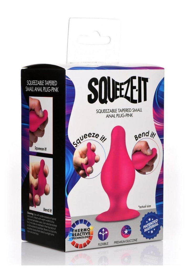 Squeeze-It Squeezable Silicone Tapered Anal Plug - Pink - Small