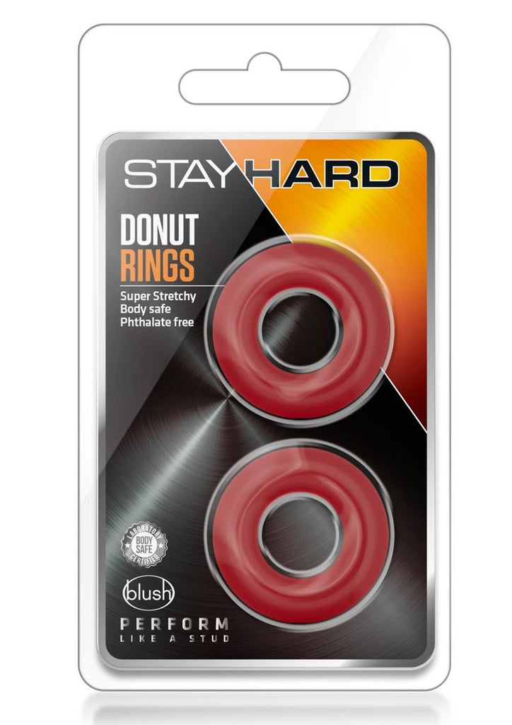 Stay Hard Donut Cock Rings - Red - 2 Pack