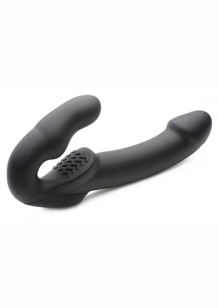 Strap U Evoke Super Charged Rechargeable Silicone Vibrating Strapless Strap-On - Black
