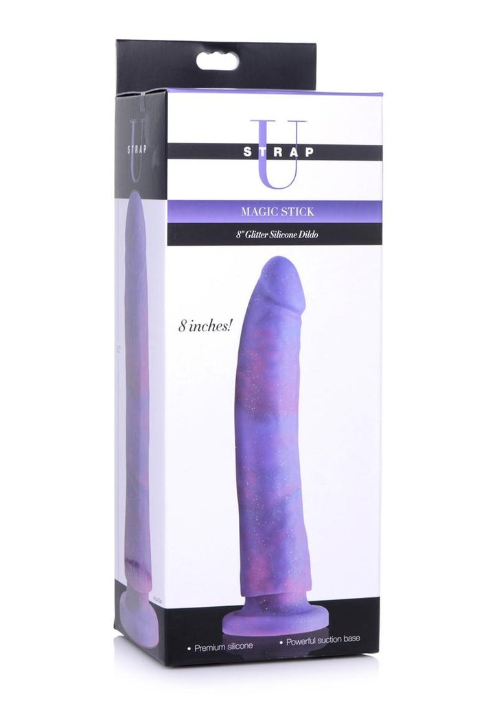 Strap U Magic Stick Glitter Silicone Dildo - Purple - 8in