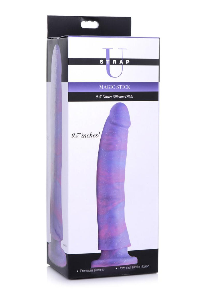 Strap U Magic Stick Glitter Silicone Dildo - Purple - 9.5in