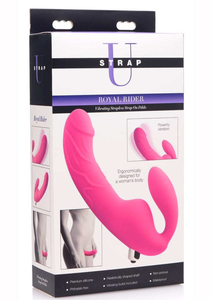 Strap U Royal Rider Vibrating Silicone Strapless Strap-On - Pink/Purple