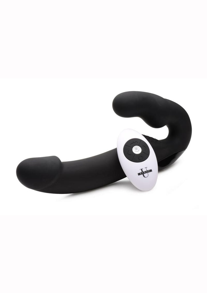 Strap U Urge Rechargeable Silicone Strapless Strap-On with Remote Control - Black