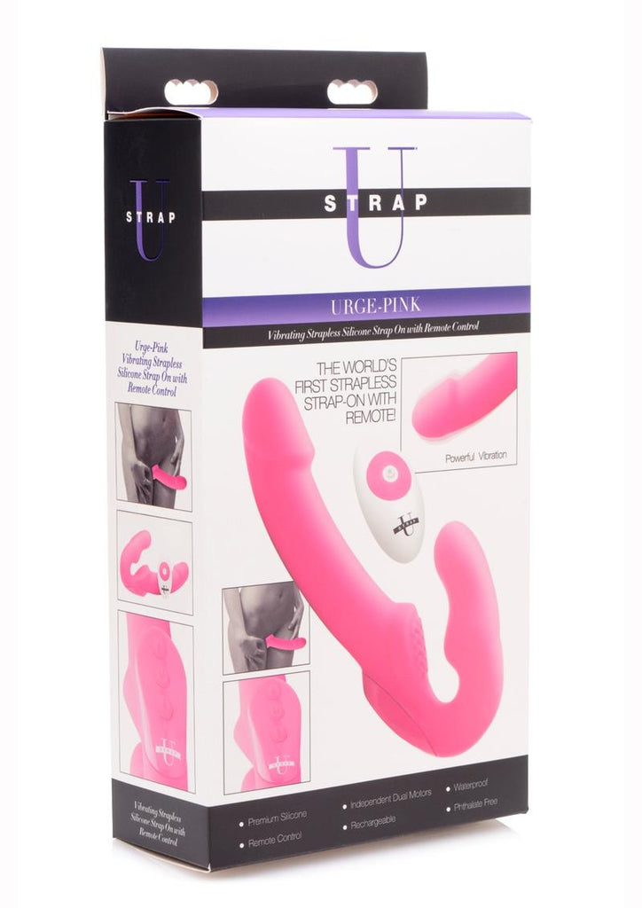 Strap U Urge Rechargeable Silicone Strapless Strap-On with Remote Control - Pink